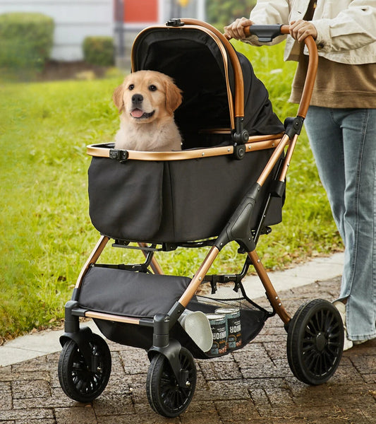 66 Lbs Pet Stroller Foldable Dog Puppy Stroller with Brakes Storage Basket Detachable Carrier for Small to Medium Dogs