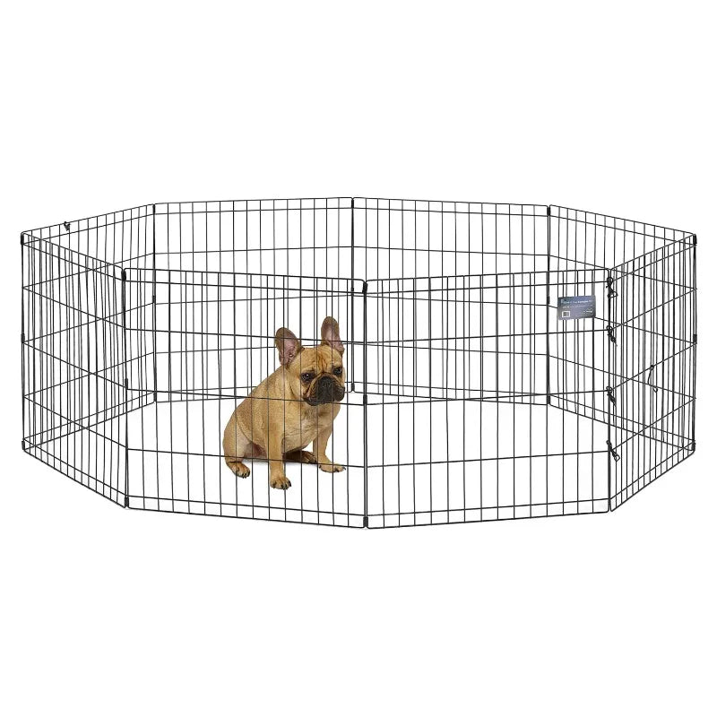 Foldable Metal Exercise Pet Dog Playpen without Door, for Dogs, Fence Pen, Single Door, 24" High